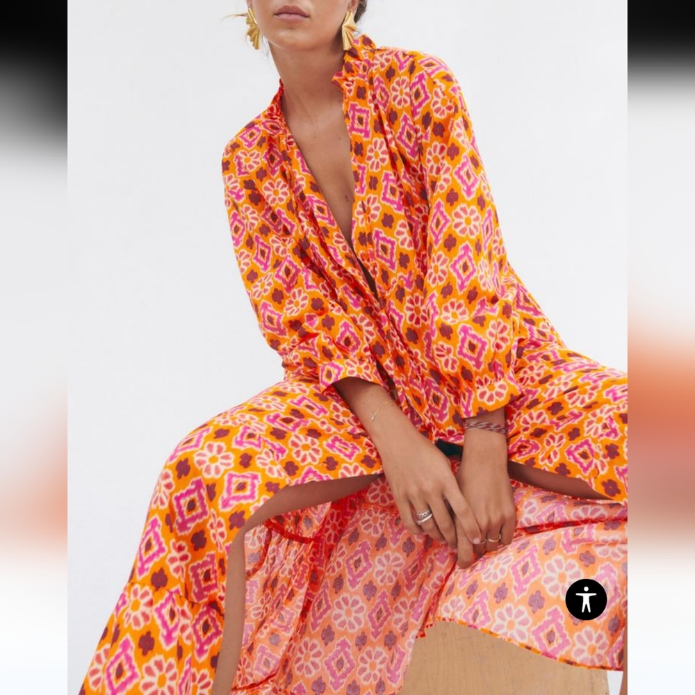 ZARA Blogger Favorite The Selma Long Print Dress Size LARGE